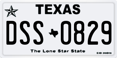 TX license plate DSS0829