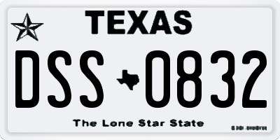 TX license plate DSS0832