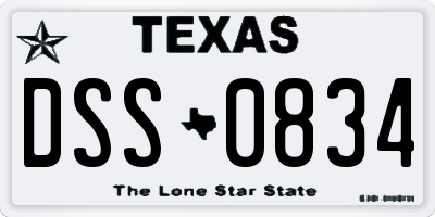 TX license plate DSS0834