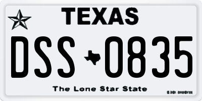 TX license plate DSS0835