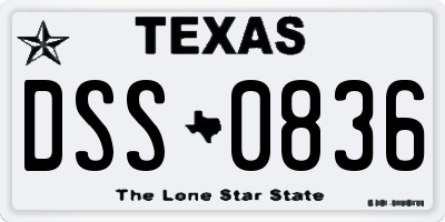 TX license plate DSS0836