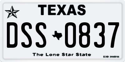 TX license plate DSS0837