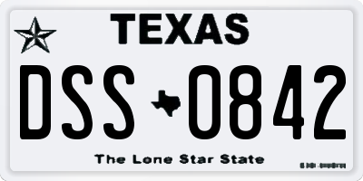 TX license plate DSS0842