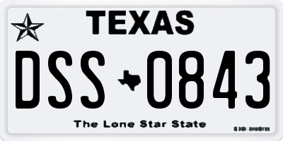 TX license plate DSS0843