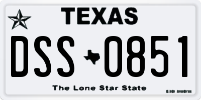 TX license plate DSS0851