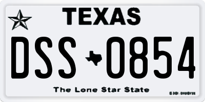 TX license plate DSS0854