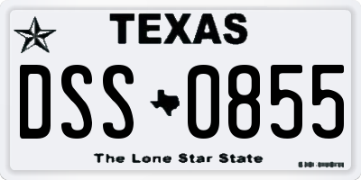 TX license plate DSS0855