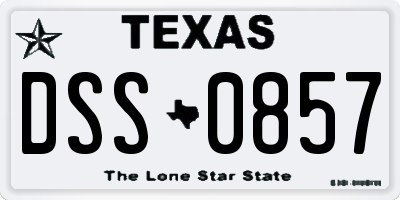 TX license plate DSS0857