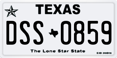 TX license plate DSS0859
