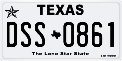 TX license plate DSS0861
