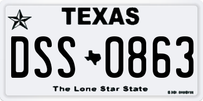 TX license plate DSS0863
