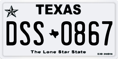TX license plate DSS0867