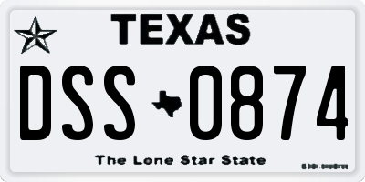 TX license plate DSS0874