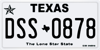 TX license plate DSS0878