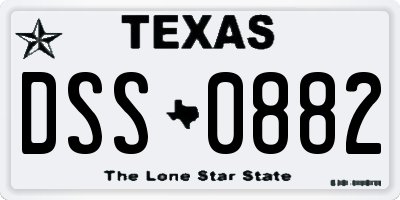 TX license plate DSS0882