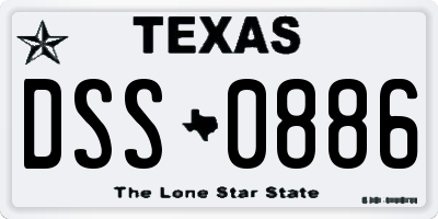 TX license plate DSS0886