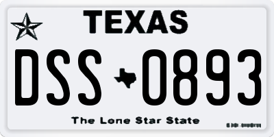 TX license plate DSS0893