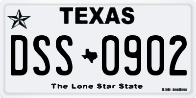 TX license plate DSS0902