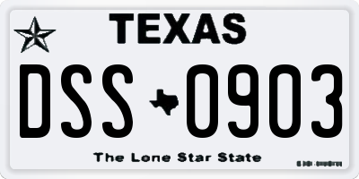 TX license plate DSS0903
