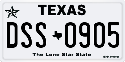 TX license plate DSS0905