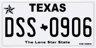 TX license plate DSS0906