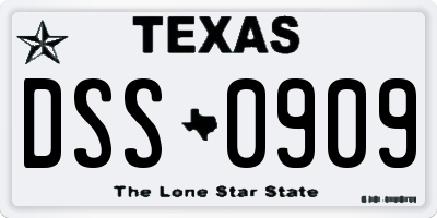 TX license plate DSS0909
