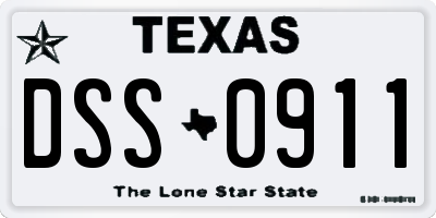 TX license plate DSS0911