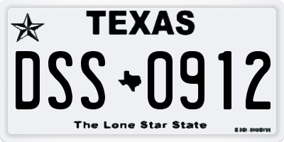 TX license plate DSS0912