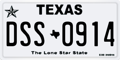 TX license plate DSS0914