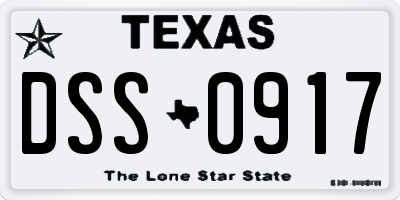 TX license plate DSS0917