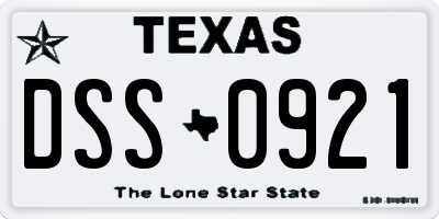 TX license plate DSS0921