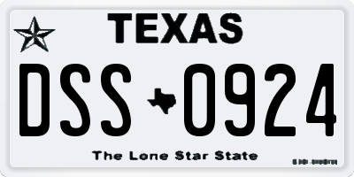 TX license plate DSS0924
