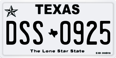 TX license plate DSS0925