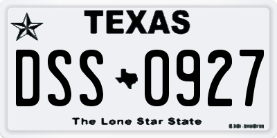 TX license plate DSS0927