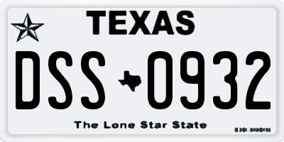 TX license plate DSS0932