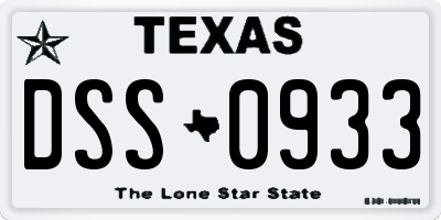TX license plate DSS0933