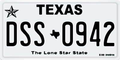 TX license plate DSS0942