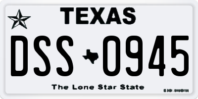TX license plate DSS0945