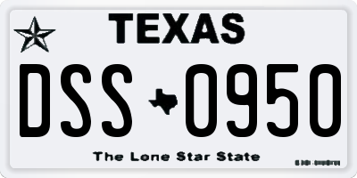 TX license plate DSS0950