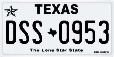TX license plate DSS0953