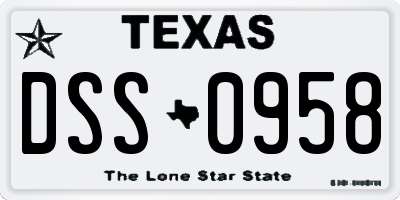 TX license plate DSS0958