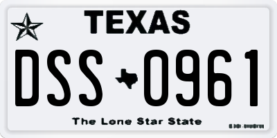 TX license plate DSS0961
