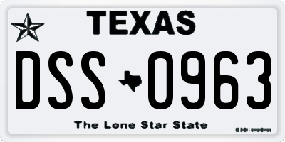 TX license plate DSS0963