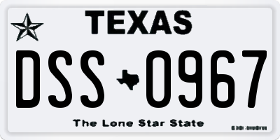 TX license plate DSS0967
