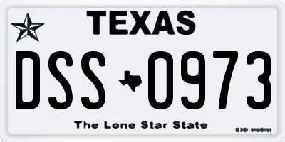 TX license plate DSS0973