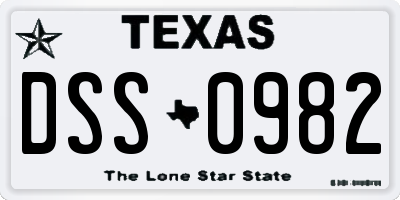 TX license plate DSS0982