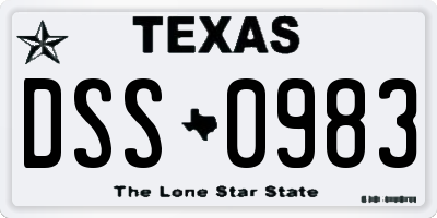 TX license plate DSS0983