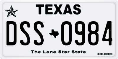 TX license plate DSS0984