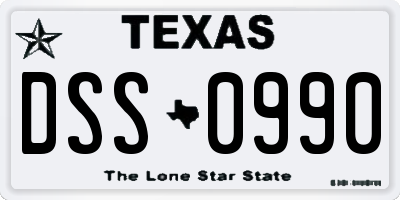 TX license plate DSS0990
