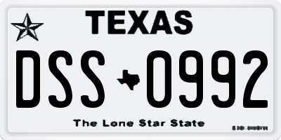TX license plate DSS0992